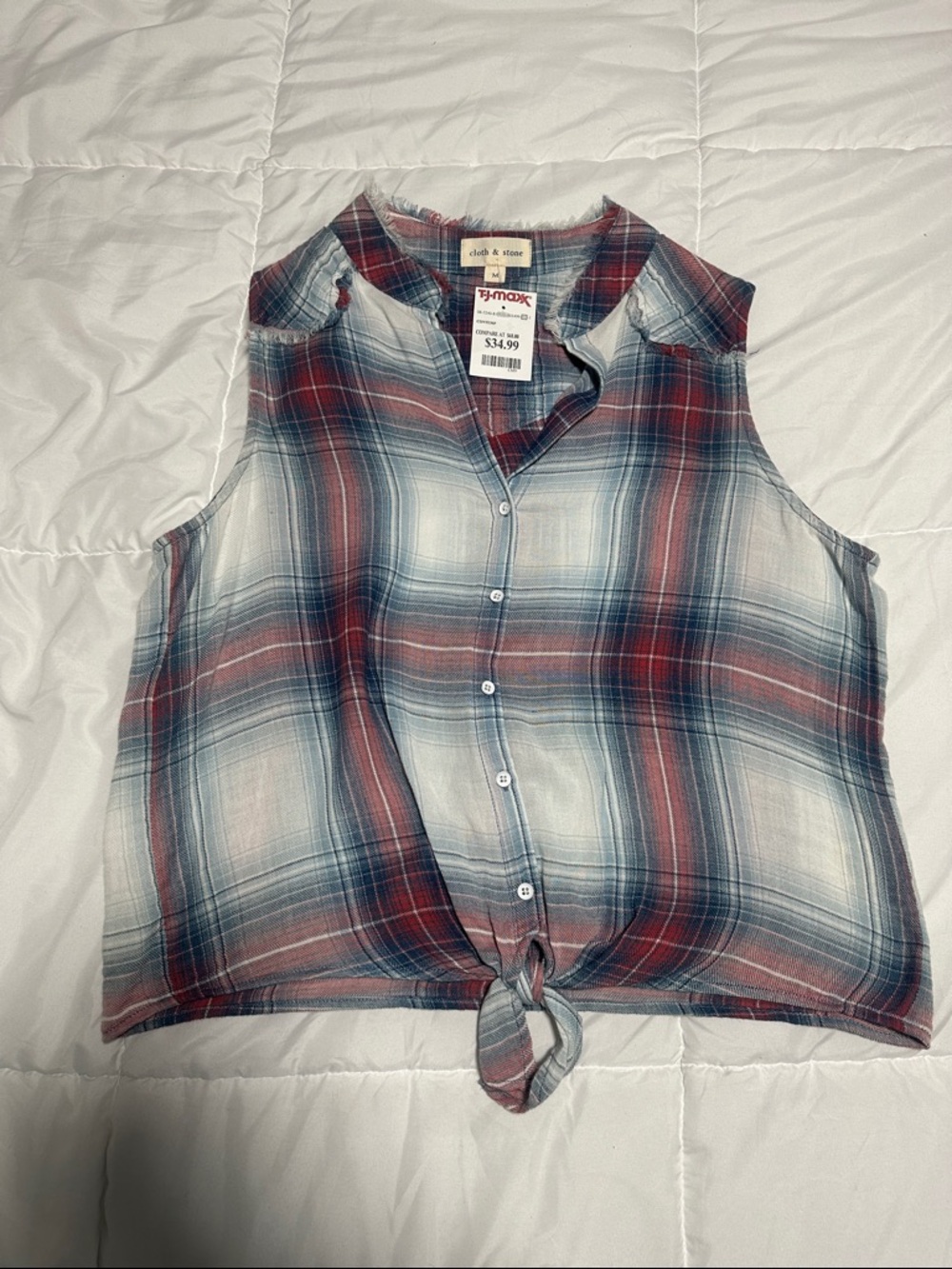 Cloth & Stone Sleeveless Plaid Button-Up Top